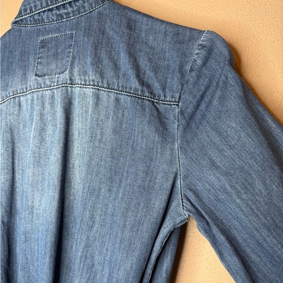 Silvian Heach Denim Cargo 100% Cotton Mini Dress Shirred Waist Button Up Size XS - Picture 13 of 16